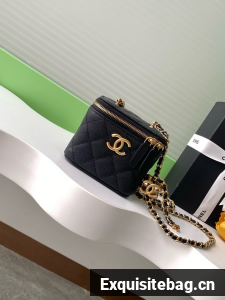 CHANEL Grained Calfskin Small Vanity with Chain AP3941 black