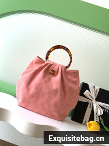 CHANEL Hobo Bag Suede AS6010 pink