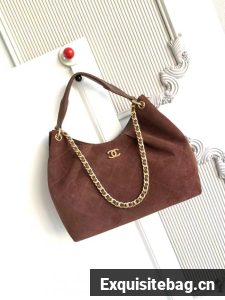 CHANEL Hobo Bag Suede Calfskin AS5978 brown