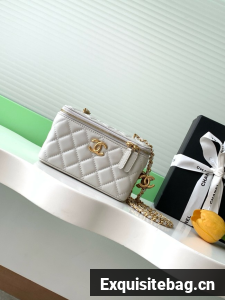 CHANEL Lambskin Vanity with Chain AP3940 Light Grey