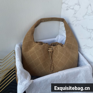 CHANEL Large Hobo Bag Suede AS5967 brown