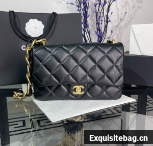 CHANEL MEDIUM FLAP ORIGINAL LEATHER BAG AS3215 Black