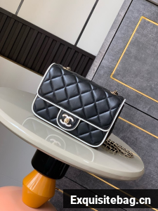 CHANEL MINI FLAP BAG Lambskin AS5151 Black & White