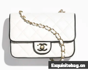 CHANEL MINI FLAP BAG Lambskin AS5151 White & Black