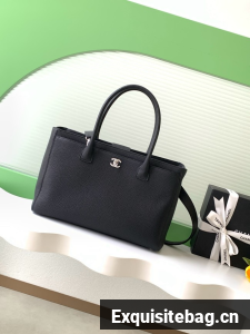 CHANEL Medium Tote Bag AS2157 black&Silver-Tone Metal