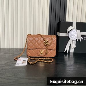CHANEL Mini Flap Bag AS5758 Camel&gold Metal