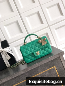 CHANEL Mini Flap Bag with Top Handle AP2431 green