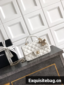 CHANEL Mini Flap Bag with Top Handle AP2431 white