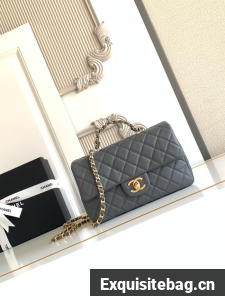 CHANEL Mini Flap Bag with Top Handle AS5702 gray