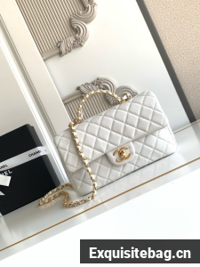 CHANEL Mini Flap Bag with Top Handle AS5702 white