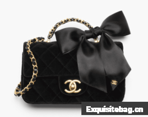 CHANEL Mini Flap Bag with Top Handle Tweed& Silk AS5875 Black