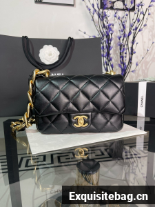 CHANEL SMALL FLAP ORIGINAL LEATHER BAG AS3214 Black