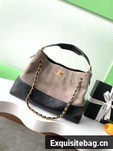 CHANEL Shopping Bag AS5657 gray & Black
