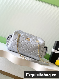 CHANEL Small Bowling Bag Lambskin AS5791 Silver