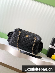 CHANEL Small Bowling Bag Lambskin AS5791 black