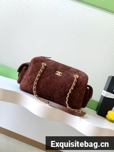 CHANEL Small Bowling Bag Suede AS5791 burgundy