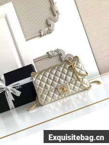 CHANEL small Flap Bag AS5756 light gold