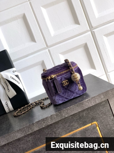 CHANEL velvet Small Vanity with Chain AP3941 Purple