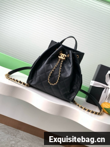 Chanel 25 Bag Original Caviar Leather Backpack AS5600 Black