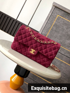 Chanel CLASSIC 11.12 HANDBAG velvet 1112 wine