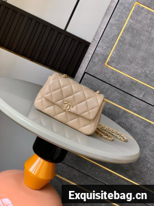 Chanel CLASSIC Original Lambskin 11.12 HANDBAG AS6563 light apricot