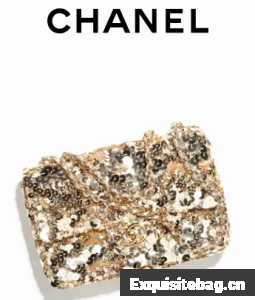 Chanel FLAP BAG Sequins & Gold-Tone Metal AS4561 Gold