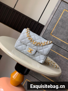 Chanel Grained Calfskin Shoulder Bag AS5329 gray blue