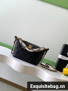 Chanel Lambskin Hobo Handbag AS5898 black