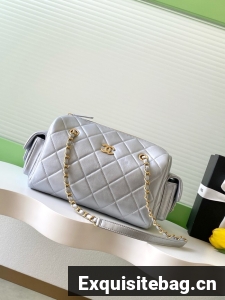 Chanel Lambskin Small Bowling Bag AS5792 Silver