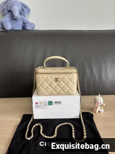 Chanel MINI FLAP BAG CLUTCH WITH CHAIN Gold-Tone Metal A68087 Beige