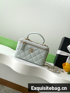 Chanel MINI FLAP BAG CLUTCH WITH CHAIN Gold-Tone Metal AP4325 gray