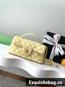 Chanel MINI FLAP BAG WITH TOP HANDLE AS5354 LIGHT YELLOW