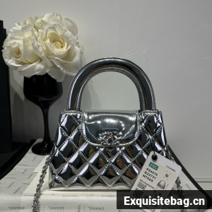 Chanel MINI SHOPPING BAG Patent leather AS4416 Silver