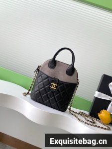 Chanel MINI TOTE BAG Suede Calfskin AS4742 black&gray
