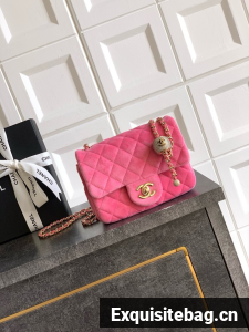 Chanel Mini Classic Handbag velvet AS1786 pink