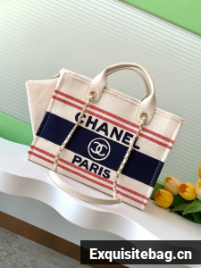 Chanel SHOPPING BAG Cotton Canvas AS3351 dark blue