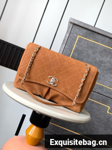 Chanel SHOPPING BAG velvet AS1255 camel