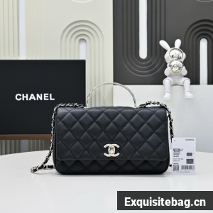 Chanel SMALL FLAP BAG CLUTCH WITH CHAIN Gold-Tone Metal AS5554 BLACK