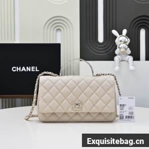 Chanel SMALL FLAP BAG CLUTCH WITH CHAIN Gold-Tone Metal AS5554 Beige