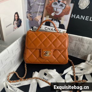 Chanel SMALL FLAP BAG WITH TOP HANDLE AS5111 Camel