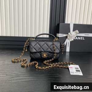 Chanel SMALL FLAP BAG WITH TOP HANDLE AS5298 BLACK