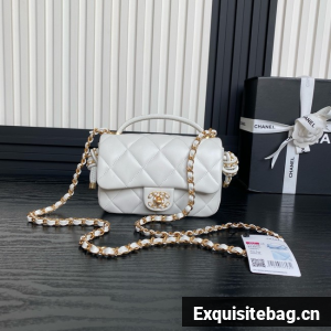 Chanel SMALL FLAP BAG WITH TOP HANDLE AS5298 WHITE