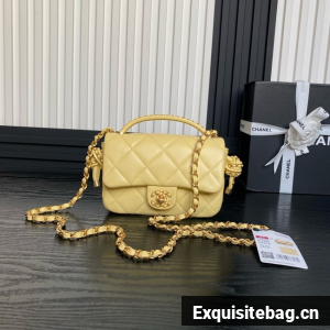 Chanel SMALL FLAP BAG WITH TOP HANDLE AS5298 YELLOW