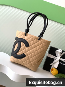 Chanel Sheepskin Shoulder Bag AS6336 Apricot&black