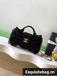 Chanel Velvet-Effect Nylon Mini Bow Bag AS5849 black