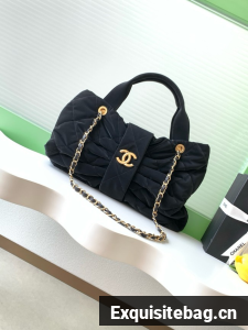 Chanel Velvet-Effect Nylon Mini Bow Bag AS5849 dark blue
