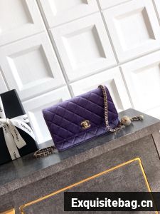 Chanel velvet Wallet On Chain AP1450 Purple