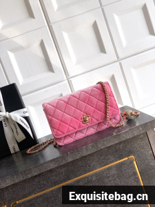 Chanel velvet Wallet On Chain AP1450 pink
