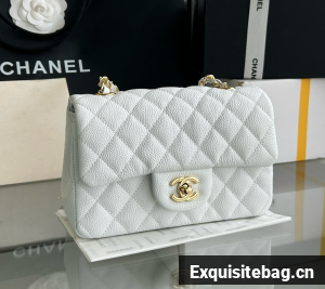Chanel mini flap bag Grained Calfskin A1116 white