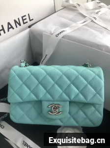 Chanel Flap Shoulder Bag Grained Calfskin Caviar Leather A01116 silver-Tone Metal sky blue Chanel Flap Shoulder Bag Grained Calfskin Caviar Leather A01116 silver-Tone Metal sky blue